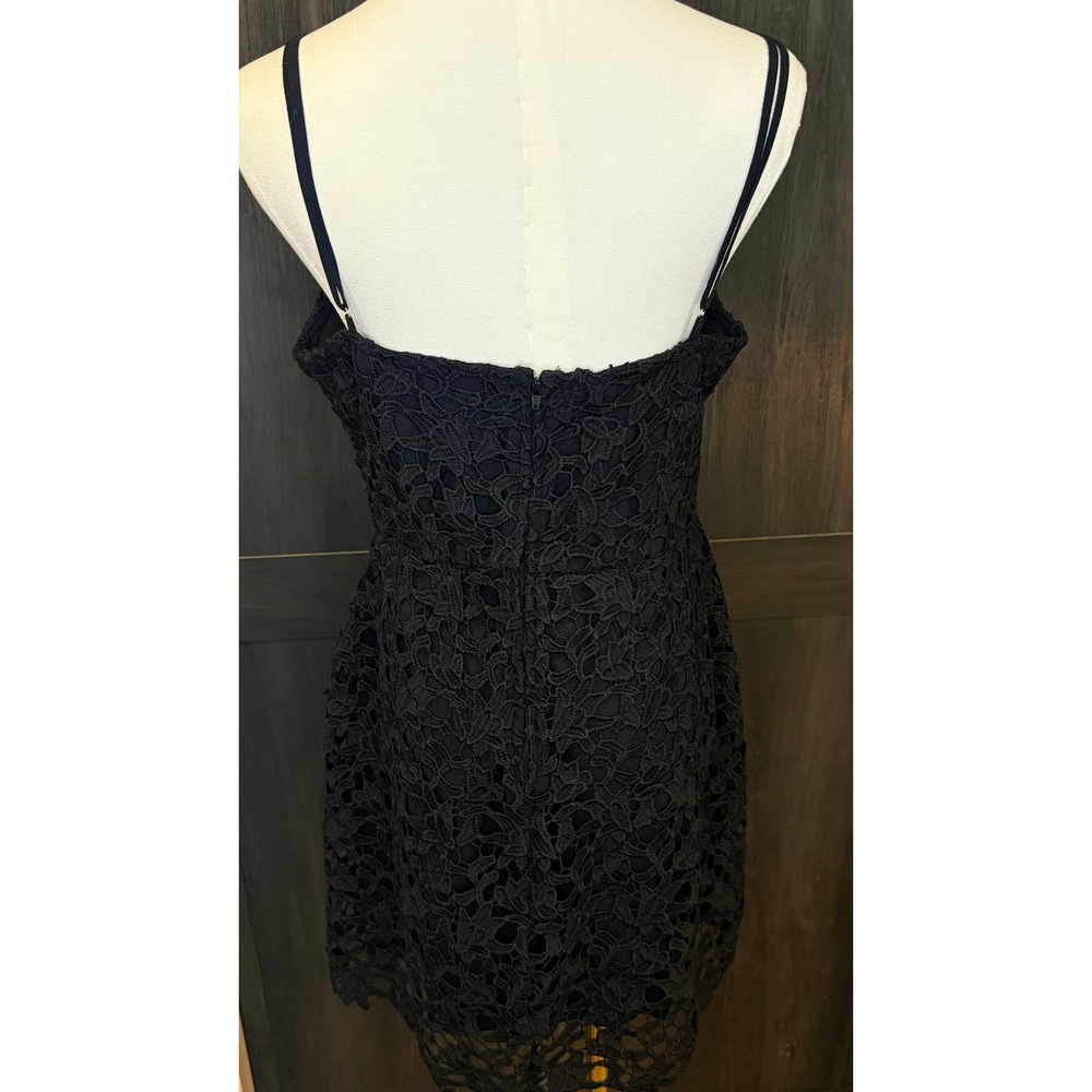 Blue Rain Black Crochet Lace Mini Dress Adjustable Straps Lined Size Large - Picture 2 of 7